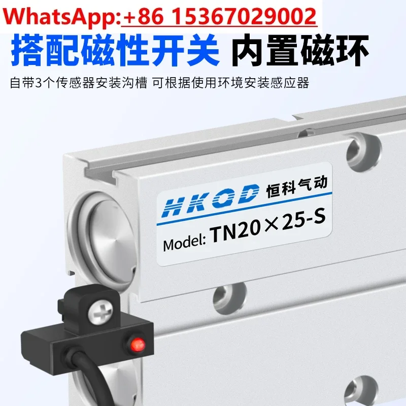 2PCS Pneumatic cylinder double rod / shaft cylinder TDA/TN10/16/20/25/32 * 5/10/15/300S with strong magnetic