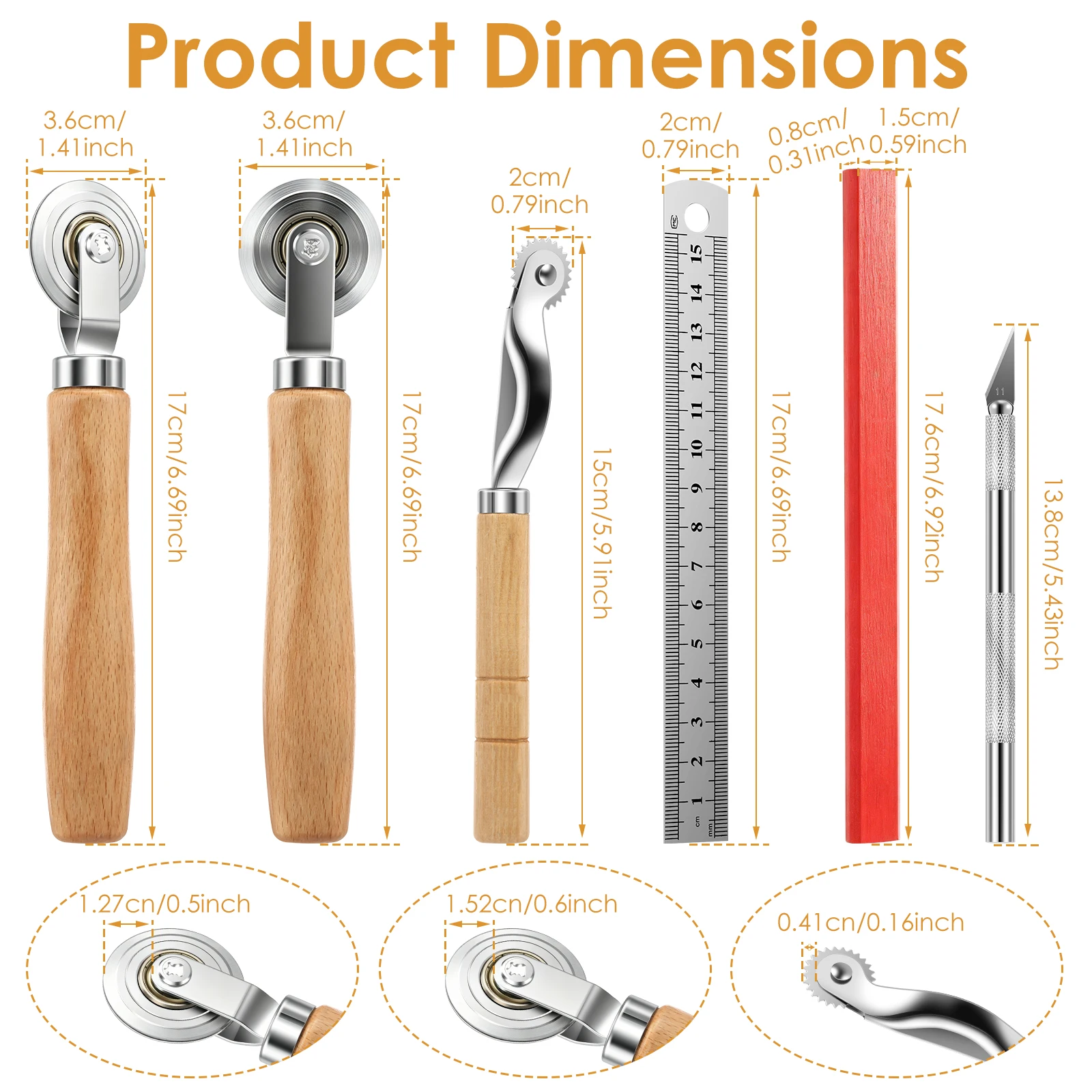 Box Resizer Scoring Tool Set with 3 Scoring Wheels Tracing Craft Knife Ruler and Pencil for Cardboard Creasing and Box Making