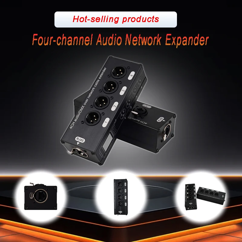 1 Pair 4 Channel XLR Audio multi-network cable expander Ethernet Extender XLR Extender Transceiver For Live Stage, Audio