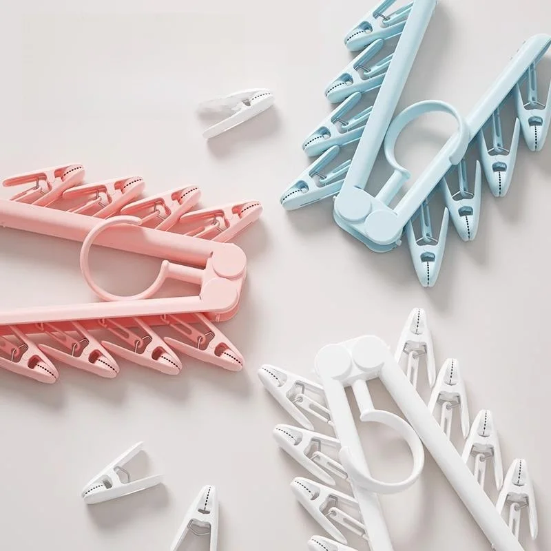 Foldable Clothes Hanger Travel Balcony Underwear Socks Laundry Drying Rack Student Dormitory Home Use Multi-Functional Holder