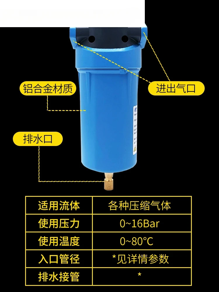 Druckluft-Präzisionsfilter 16 kg Laserschneidluftkompressor Öl-Wasser-Abscheider staubfrei