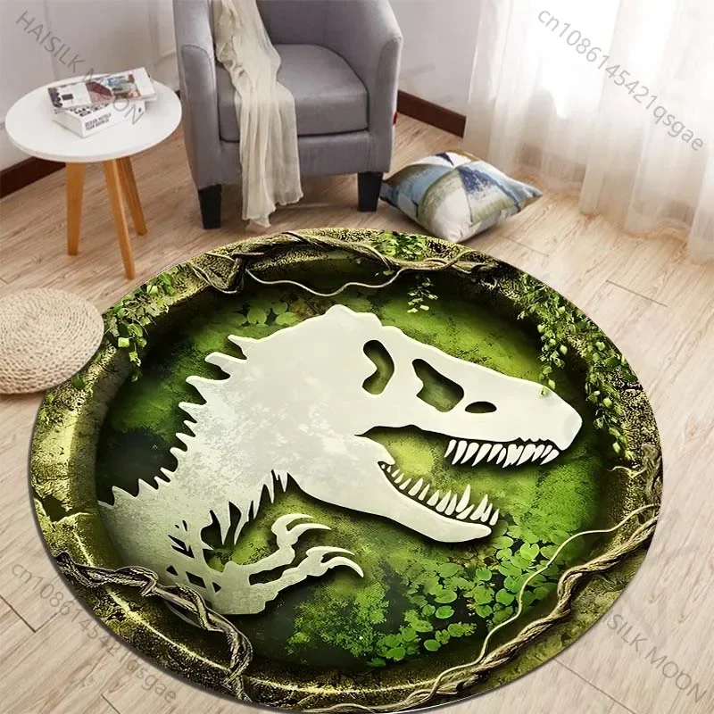 

HD 3D Dinosaur Print Round Rugs for Bedroom Area Floor Mats for Kids Room Household Bath Chair Mat Carpet Living Room Home Decor