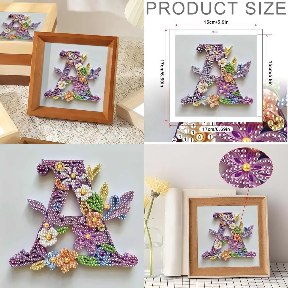 

Набор для алмазной вышивки 5D с буквой А, хрустальная мозаика, подходит для начинающих, идеально подходит для декора стен или офиса, 6,7x6,7 дюйма