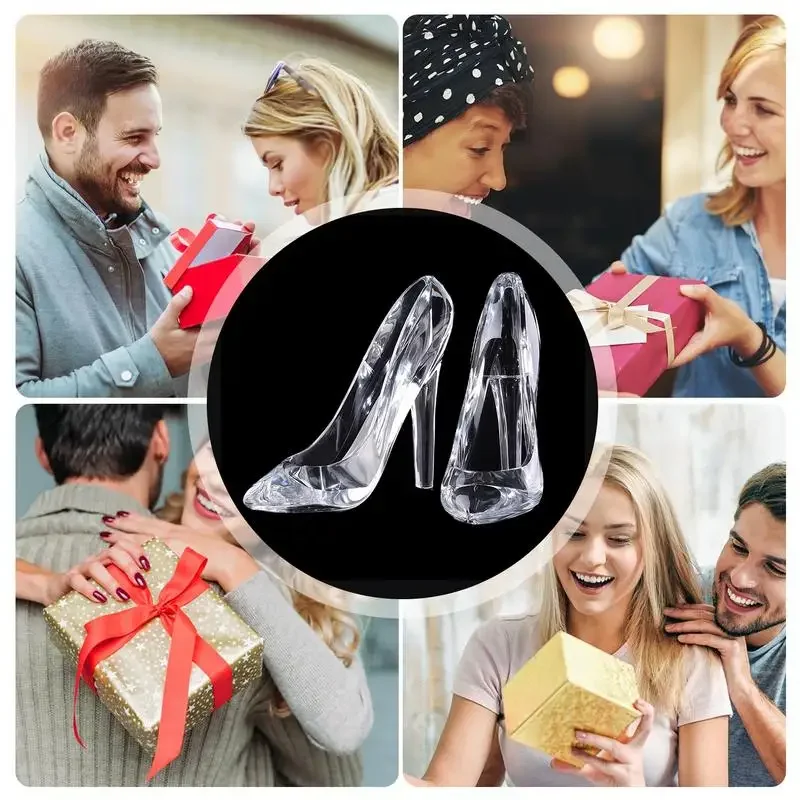 Crystal Glass Shoe Decorations Living Room Princess Acrylic High Heels Statue Decoration Wedding Figurines Miniatures Ornaments