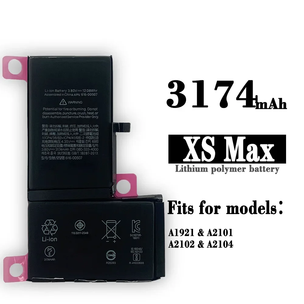 

Battery For IPhone Xs Max A1921 A2101 A2102 A2104 High Capacity Bateria 3174mAh Replacement Batterie