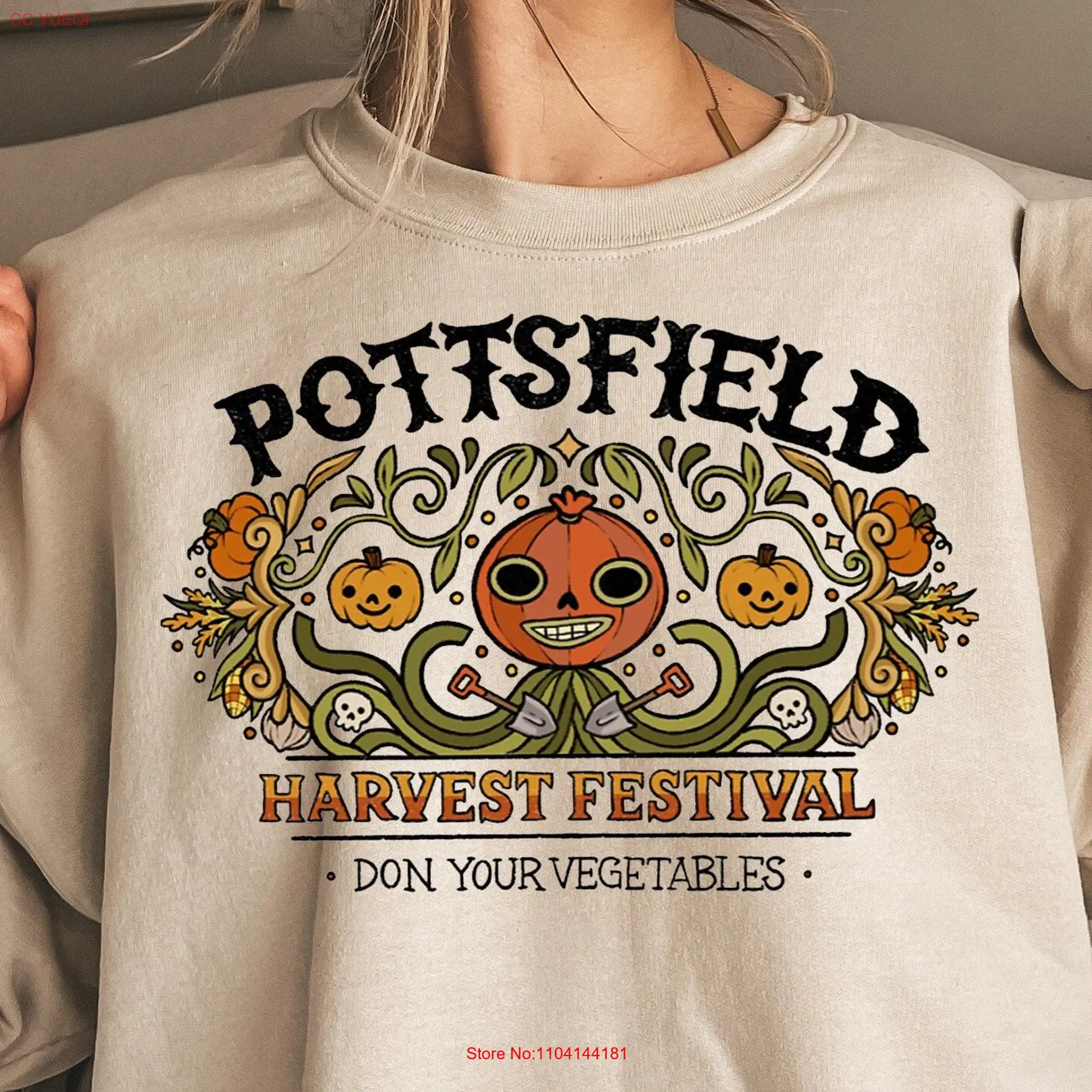 Pottsfield Harvest Festival T Shirt For Autumn Vegetables Fall Goth Clothing Skeleton Apparels long or short sleeves