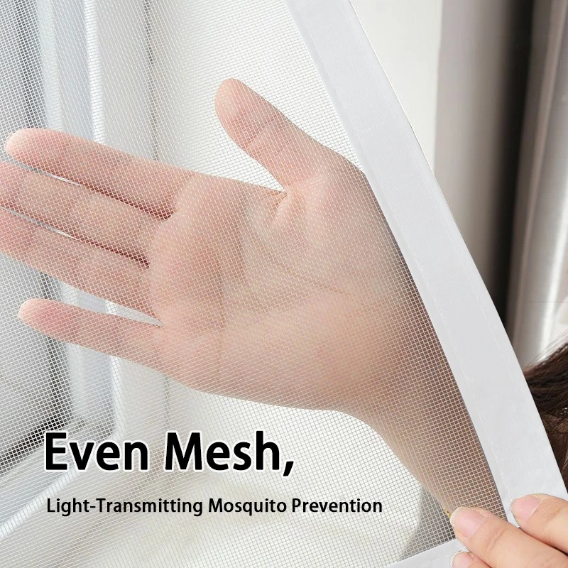 DIY Washable Mosquito Net with Velcro - Self-Adhesive Reusable Insect Screen for Windows and Doors in Living Room and Bedroom