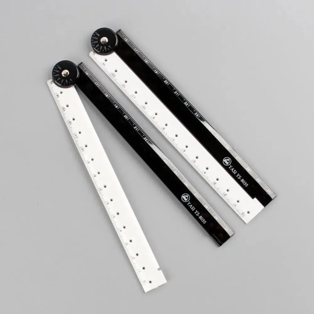 Plastic Folding Ruler Non-toxic Clear Scale Elementary School Stationery Ruler Foldable Black and White Minimalist Ruler