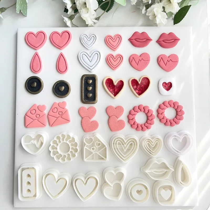 

Love Shape Soft Pottery Earring Clay Cutters 3D Earrings Polymer Clay Molds DIY Jewelry Pendant Clay Tools Valentine's Day Gifts