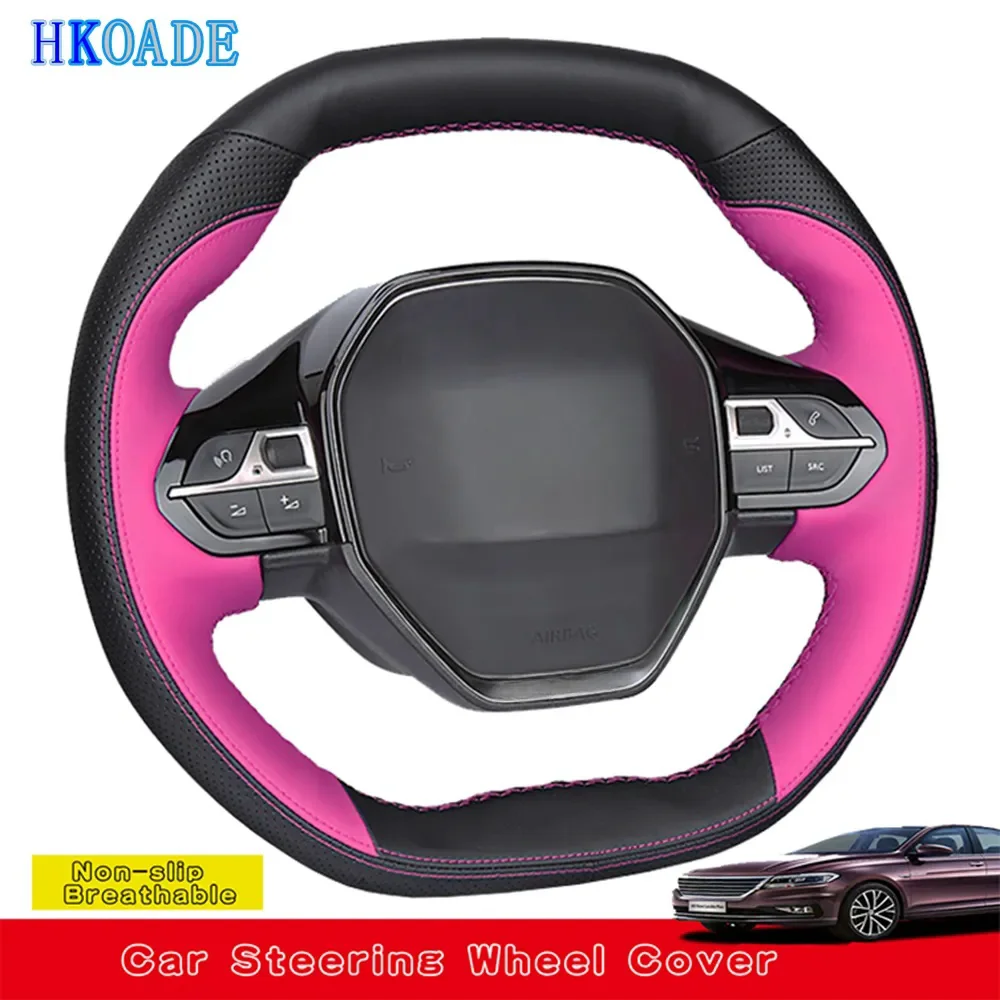 DIY Hand-stitched Genuine Leather Car Steering Wheel Covers For Peugeot e-208 2020 508 208 2019 2020 3008 4008 5008 2016-2019