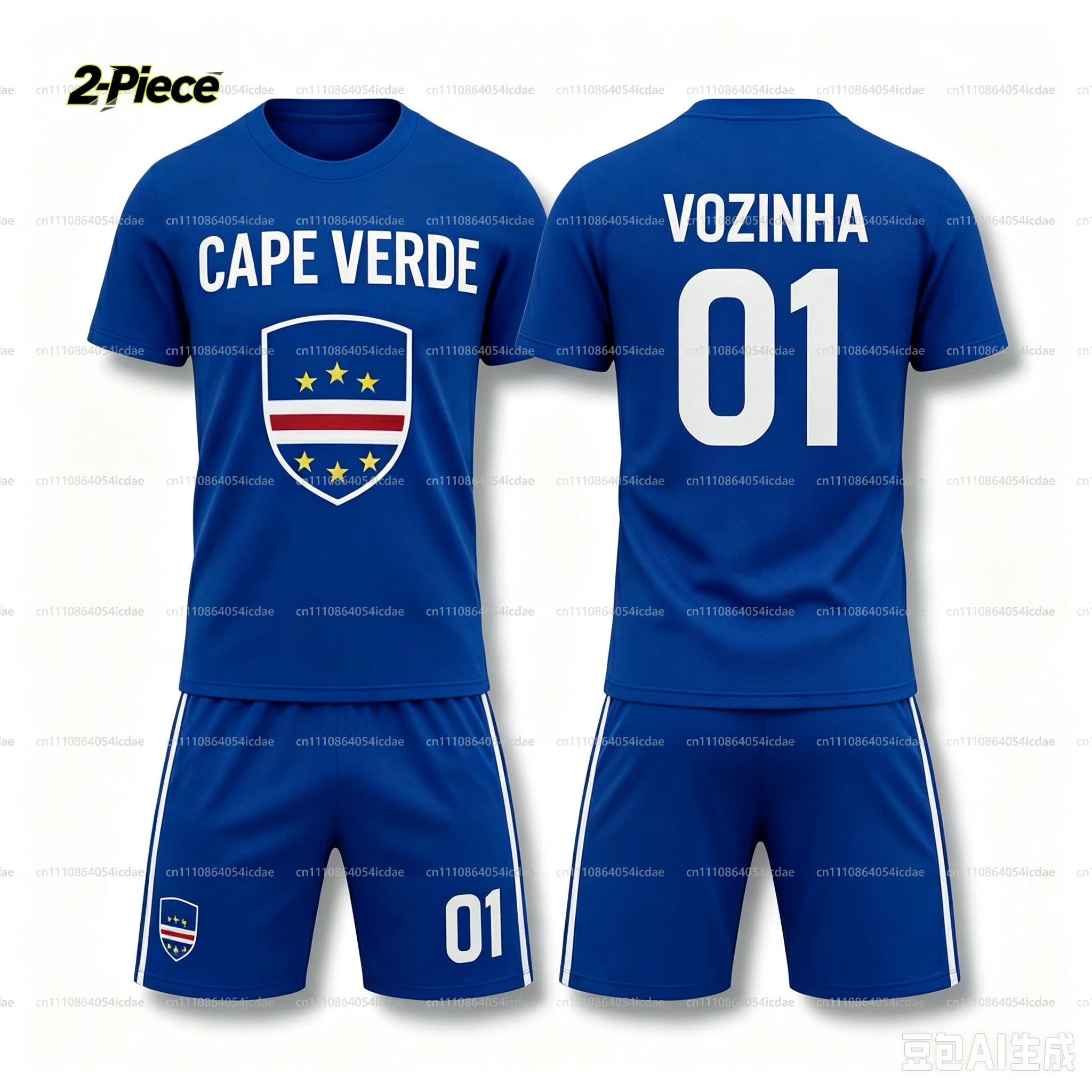 2 Piece 2026 Capo Verde VOZINHA #01 Fan Football Jersey T-Shirt Family Matching Set Breathable Special Kit for Adults Children