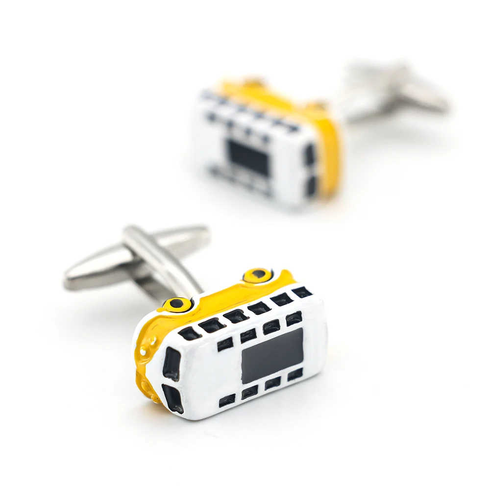 iGame Bus Cuff Links Quality Brass Material Yellow Color Public Tansport Design Cufflinks Wholesale & Retail