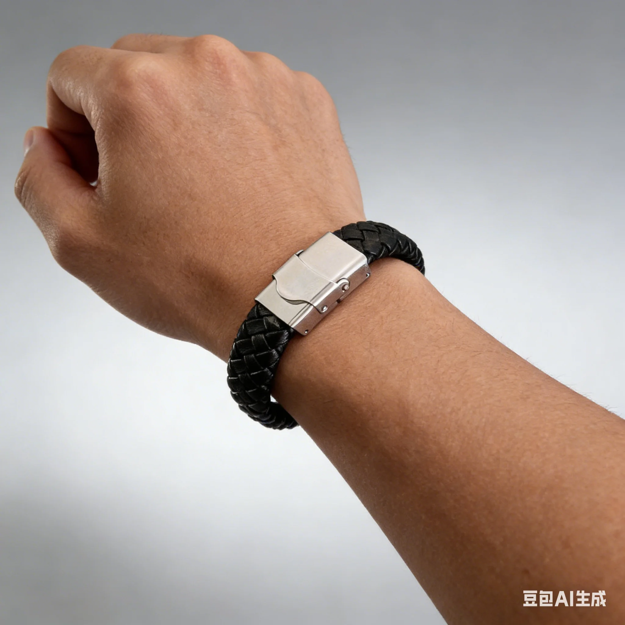 

New Trendy Black Leather Wrap Bracelet Stainless Steel for Men Metal Magnetic Bangle Clasp Crimp Party Leatherwear Gift Fashion