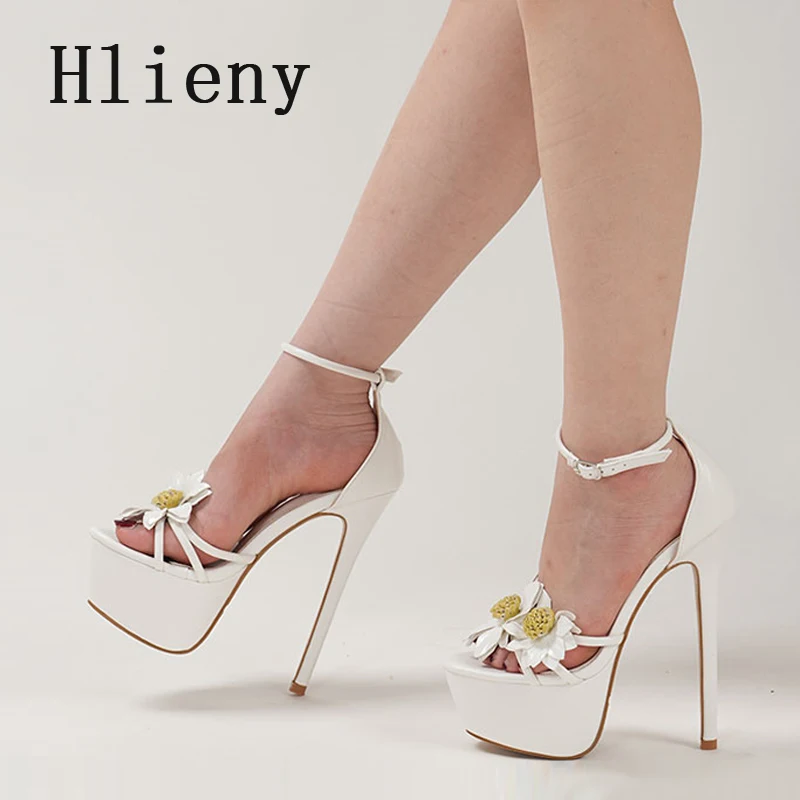 

Hlieny/летние модные сандалии на платформе с открытым носком и цветочным принтом, женские гладиаторы на высоком каблуке-шпильке с пряжкой и ремешком, вечерние туфли, размер 35-42