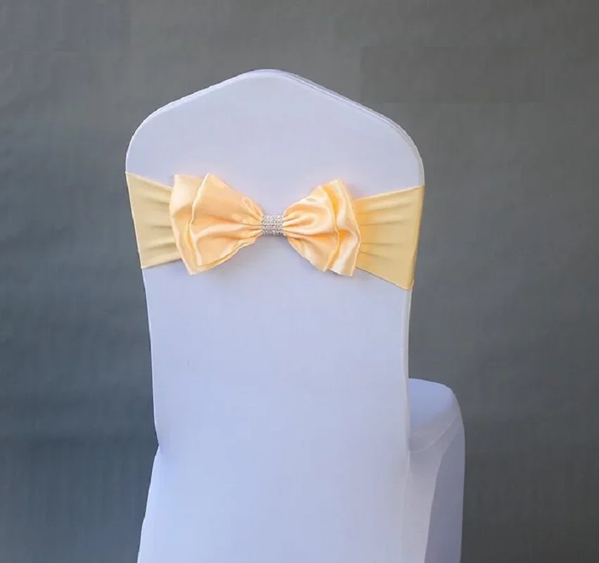 Wedding Spandex Chair Sash Satin Bow Tie Band Ready Made For Use Hotel Birthday Party Show Decoration