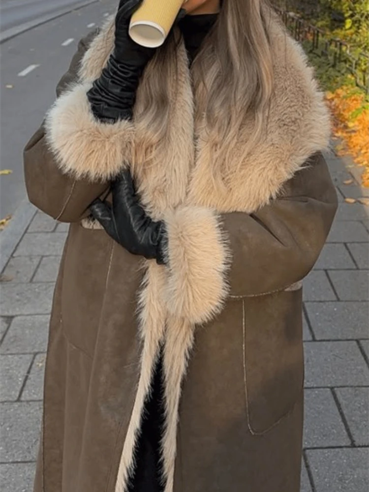 Autumn and winter women's clothing, long coat on both sides, fur coat