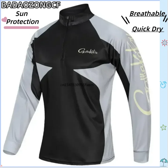 Men's Quick Dry Breathable UV Sunscreen Fishing Shirt Long Sleeve Lightweight Outdoor Clothing for Summer Protection