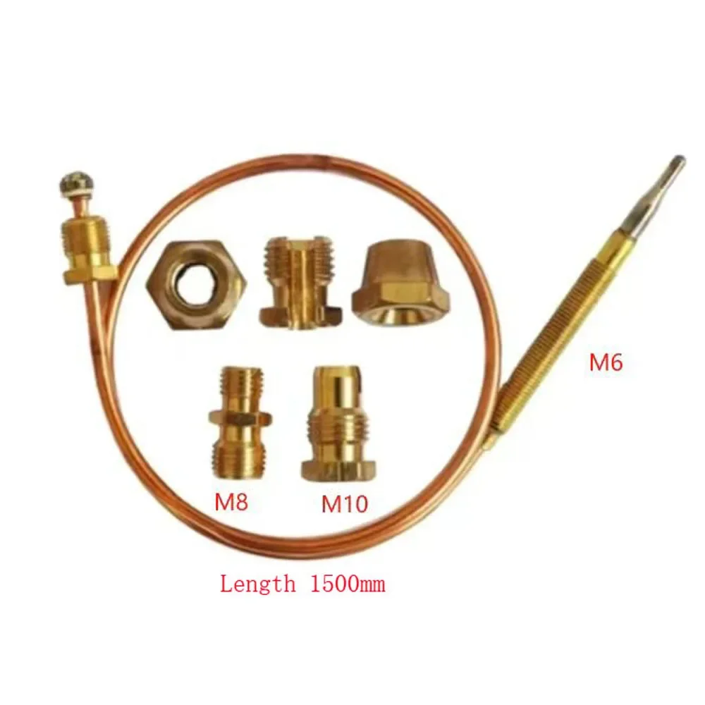 Termopar Universal para estufa de Gas de 150cm con adaptador de termopar de repuesto para quemador de Gas de calefacción de tuercas de 5 uds