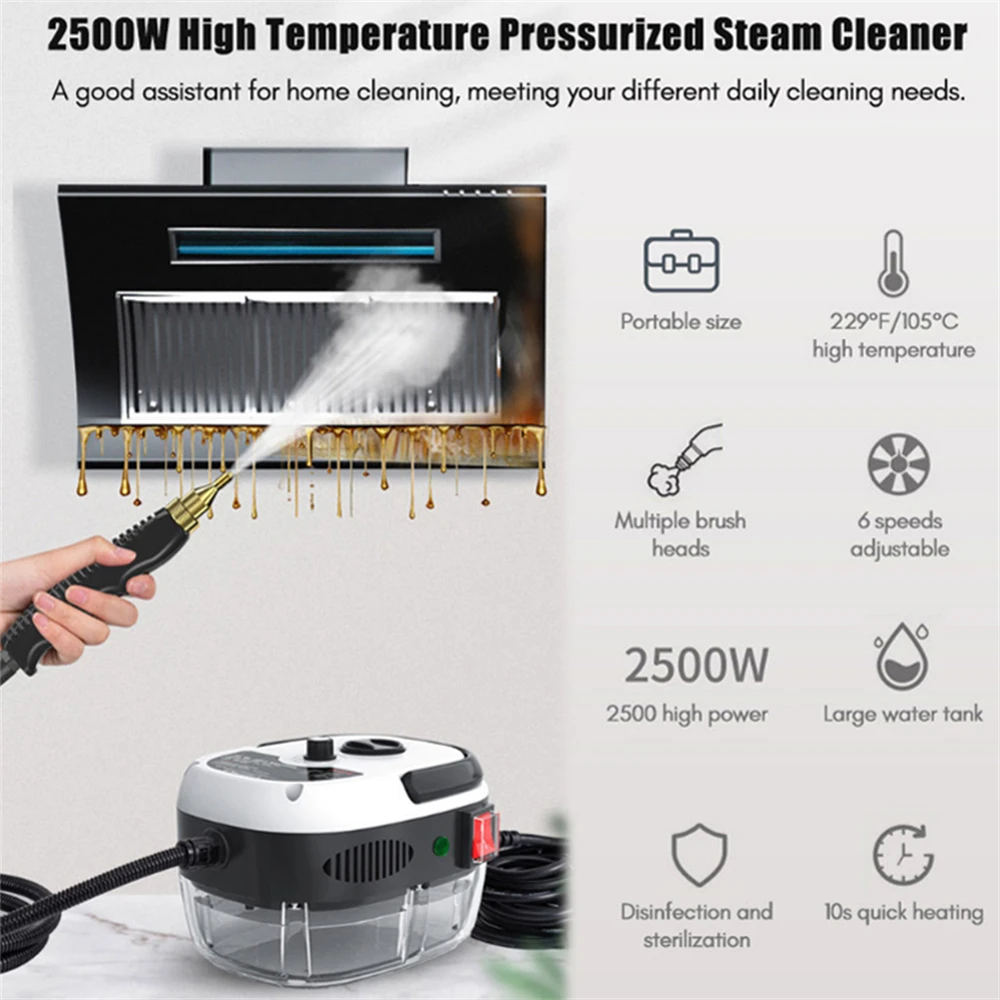 2500W Household High-temperature Steam Cleaner Air Conditioning Kitchen Hood Home Steam Cleaner Machine 110/220V US EU Plug