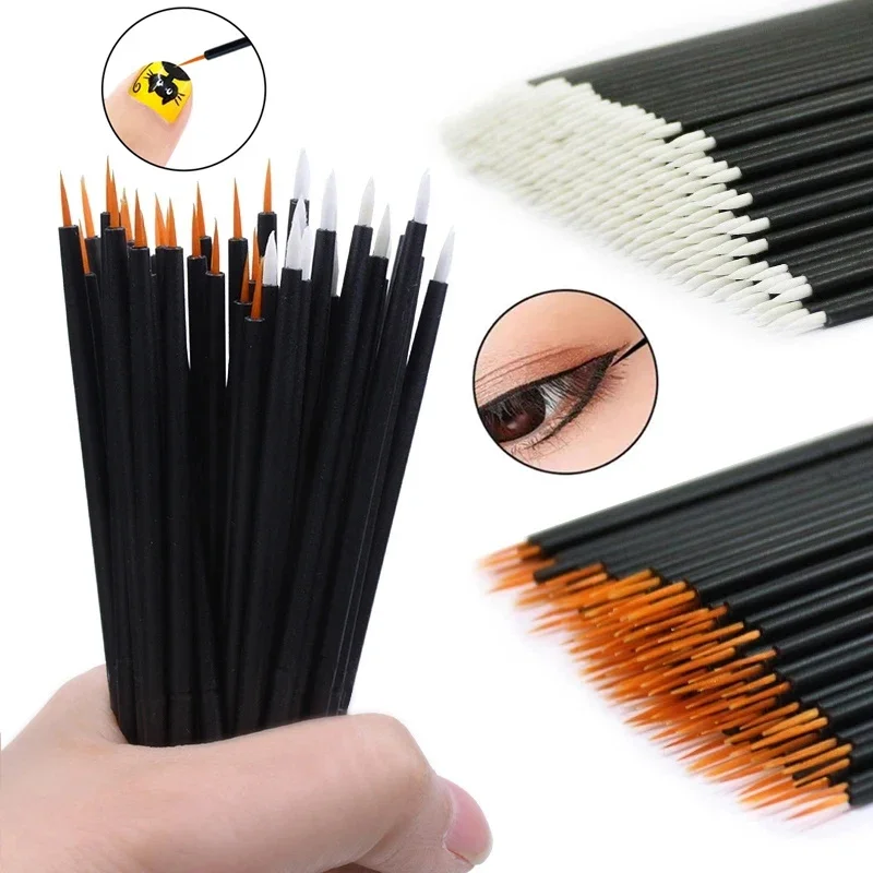 Descartável Eyeliner Brushes Set, Sobrancelha e Lip Brushes, Eyeshadow Tool, Wands Aplicador, Maquiagem Ferramentas, 50Pcs