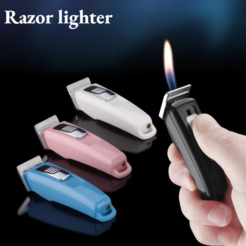 2026 New Barber Clipper Design Lighter | Creative Shaver Shaped Refillable Butane Open Flame Cigarette Lighter