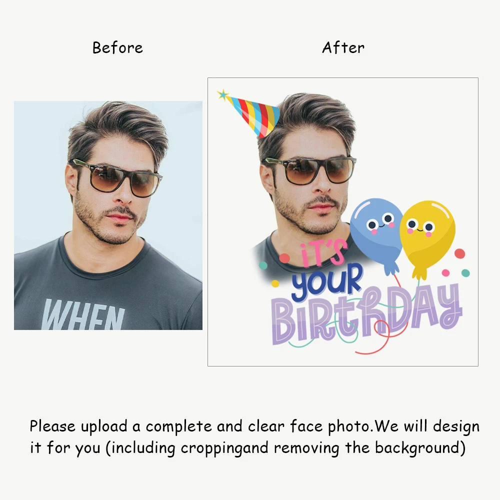 24 Designs Happy birthday Customized Personalized Waterproof Temporary Tattoo Sticker, Face Design With Birthday Hat Cake Star