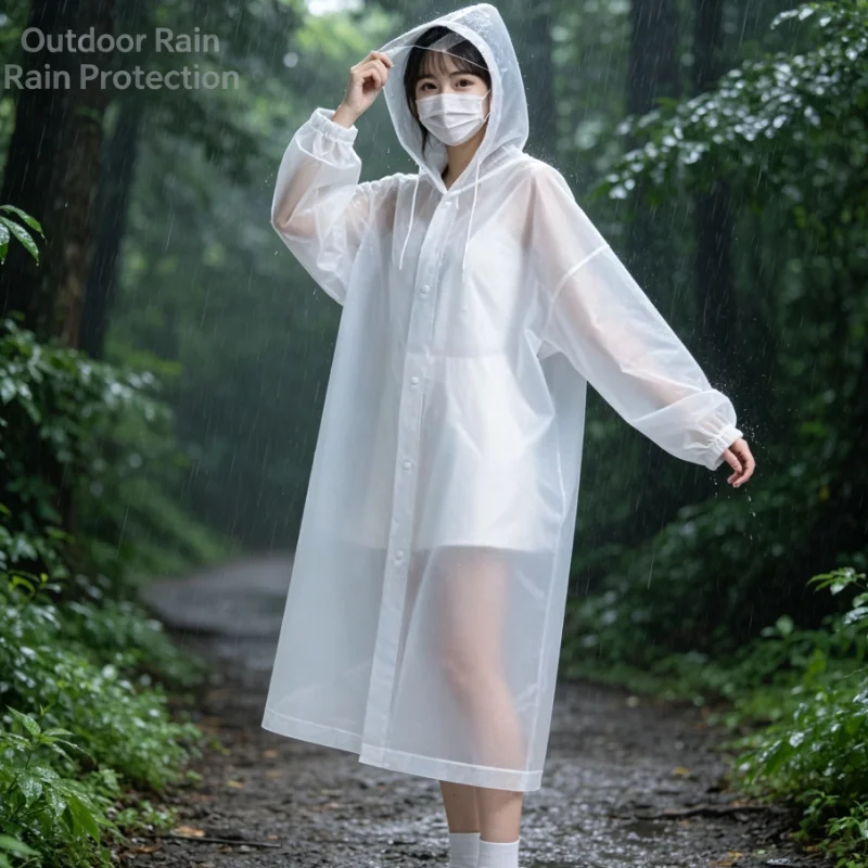 2pcs Long Raincoat Waterproof Hooded Poncho For Outdoor Hiking Travel Unisex Rain Wear Jacket Quick and convenient use