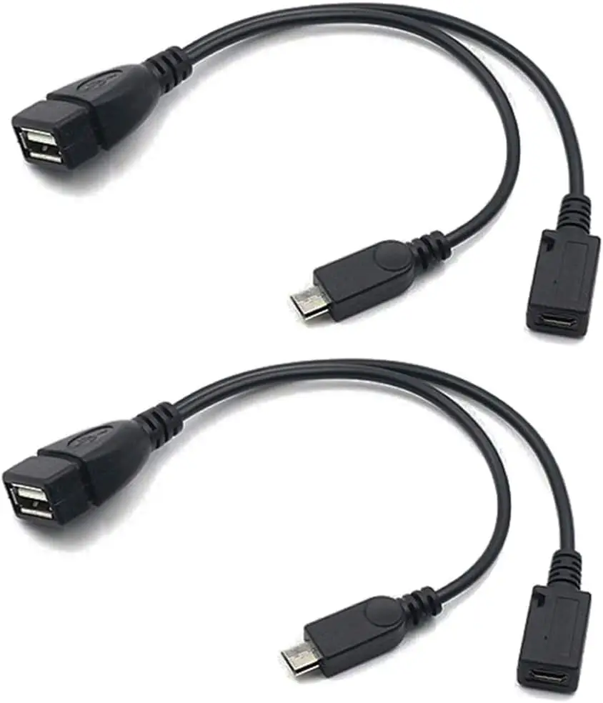 2-in-1 Micro USB OTG Power Cable Adapter USB 2.0 Splitter for Fire TV Stick PlayStation Classic Streaming Host Devices