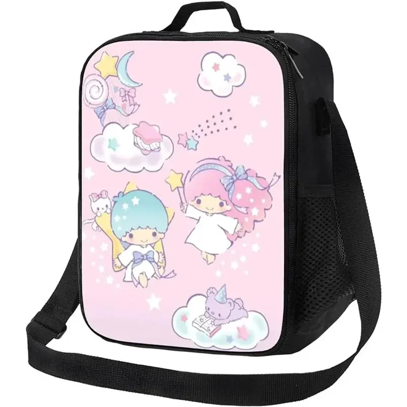 Cute Character Pink Lunch Box Cartoon Little Twin Stars Lunch Bag Portable Insulated Hot Lunch Bag For Travel Picnic Camping