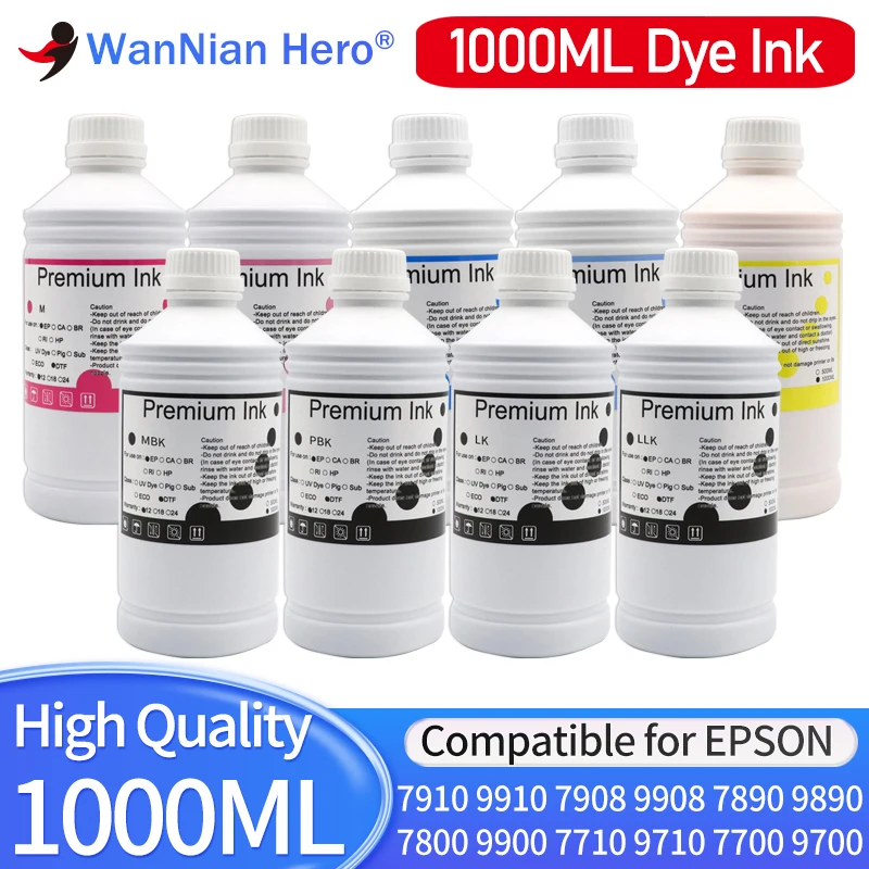 

1000ml Dye ink For Epson 7910 9910 7908 9908 7890 9890 7800 9900 7710 9710 7700 9700 Inkjet Printer (11 Color Available)