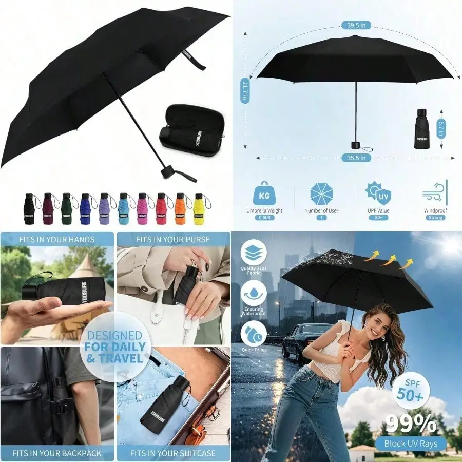 

Small Mini Umbrella With Case Light Compact Design Perfect For Travel Lightweight Portable Parasol Outdoor SunandRain Umbrellas