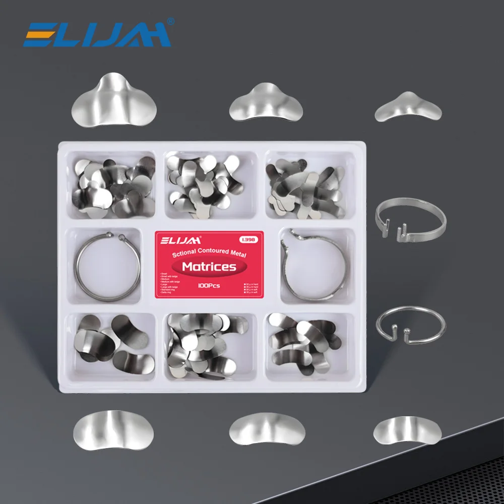 

Denspay 100pcs/Box Dental Sectional Matrix System Dental Sectional Matrix Band Resin Clamping/Seperating Ring Dentist Tools