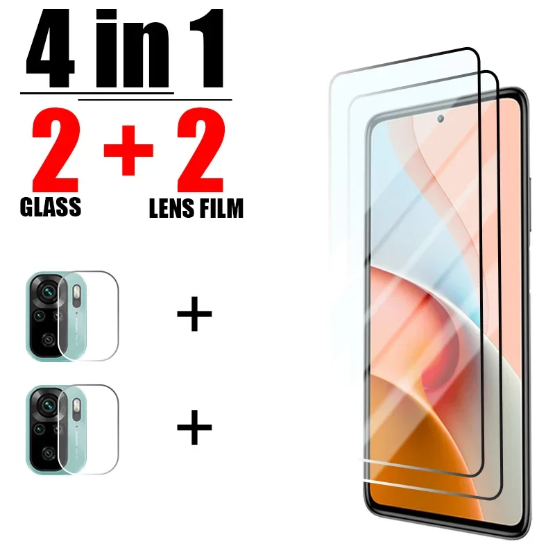 4in1กระจกนิรภัยสำหรับ Xiaomi redmi Note 10C 9A 9C 12 Pro 11 10 9 8 7 11S 10S 9T PLUS ฟิล์มป้องกันหน้าจอกล้องเลนส์