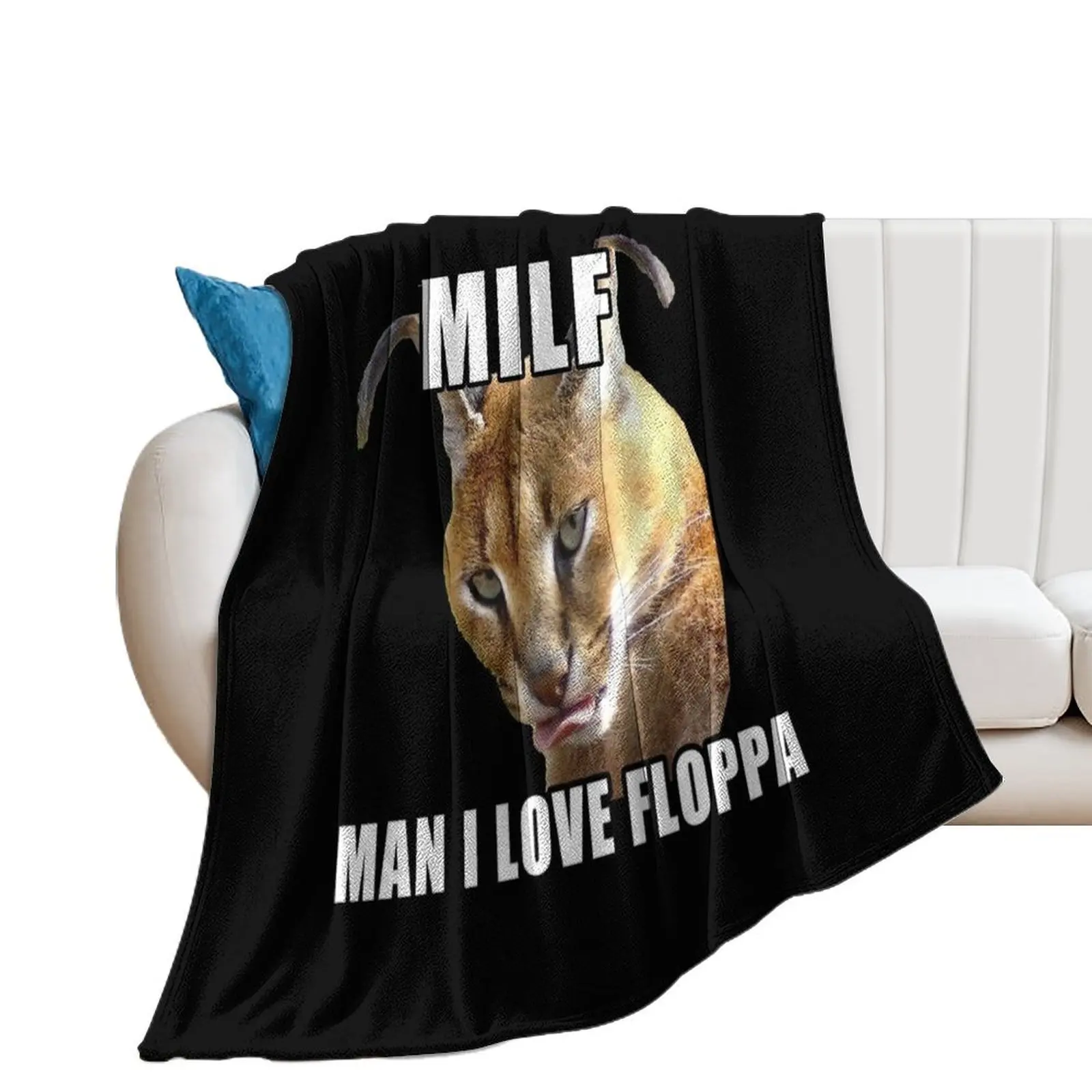 Man I love big floppa meme Big floppa baby caracal Throw Blanket Giant Sofa Comforter Blankets