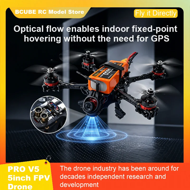 B-CUBE PRO V5 5inch FPV Drone Frame Kit Carbon Fiber Racing Quadcopter Optical Flow M10 GPS INAV Beatflight H743 Flight Control