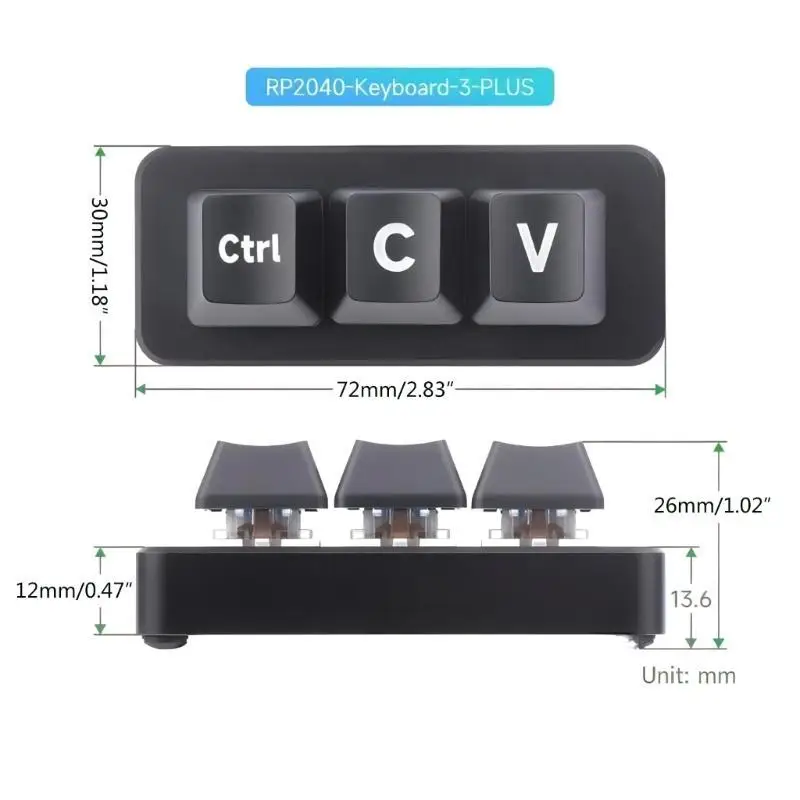 Y1UB 3 Keyeys Mini teclado Mini Teclado mecánico Copia Pastas CTRL Programable