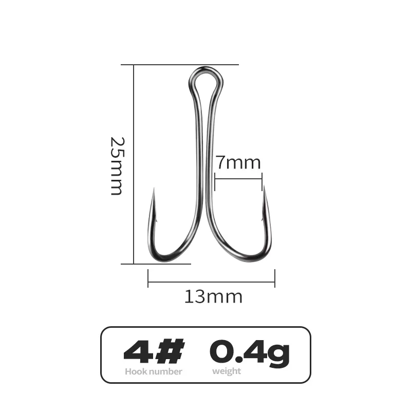 Angel-Doppelhaken, Hühnerklauenform-Haken aus Kohlenstoffstahl, Froschköder, Angelhaken, U-Form mit Widerhaken, Lot 10 Stück im Angebot – Detail 5