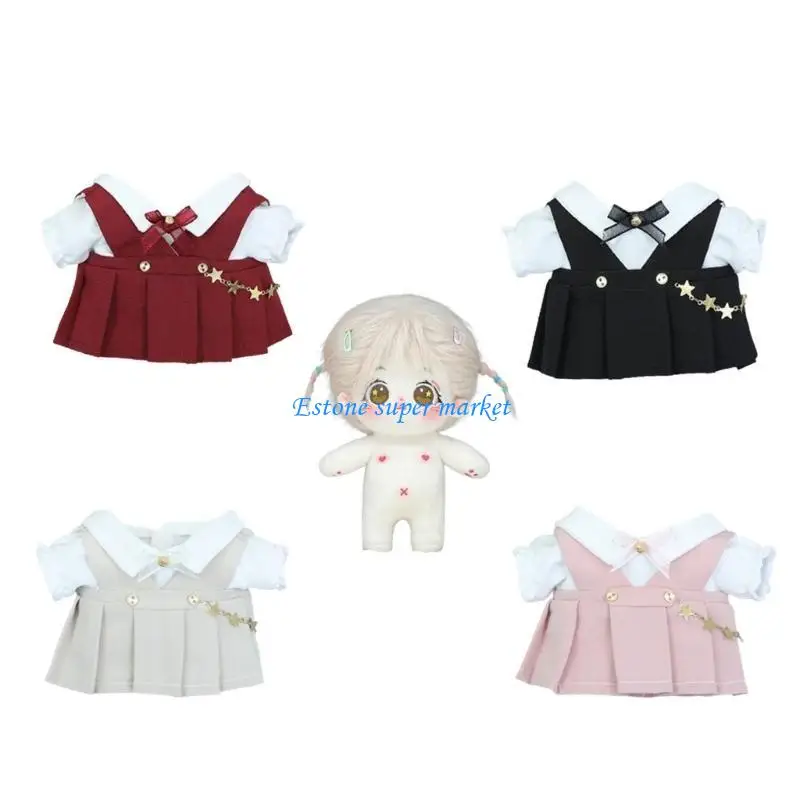 

090B Baby Doll Clothing for 8’’ Reborns Toy Plush Doll Preppy Dresses Cloth Doll Accessories Clothes Outfit for Idol Doll