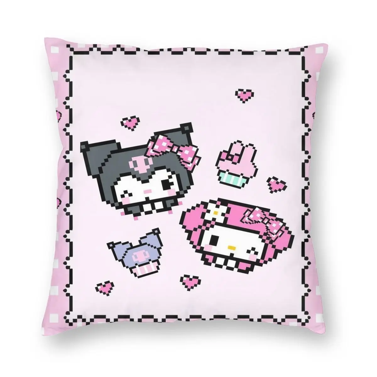 Kuromi & My Melody Sanrio Kawaii Pillowcase Soft Polyester Cushion Cover Decoration Throw Pillow Case Cover Home Zippered 18''