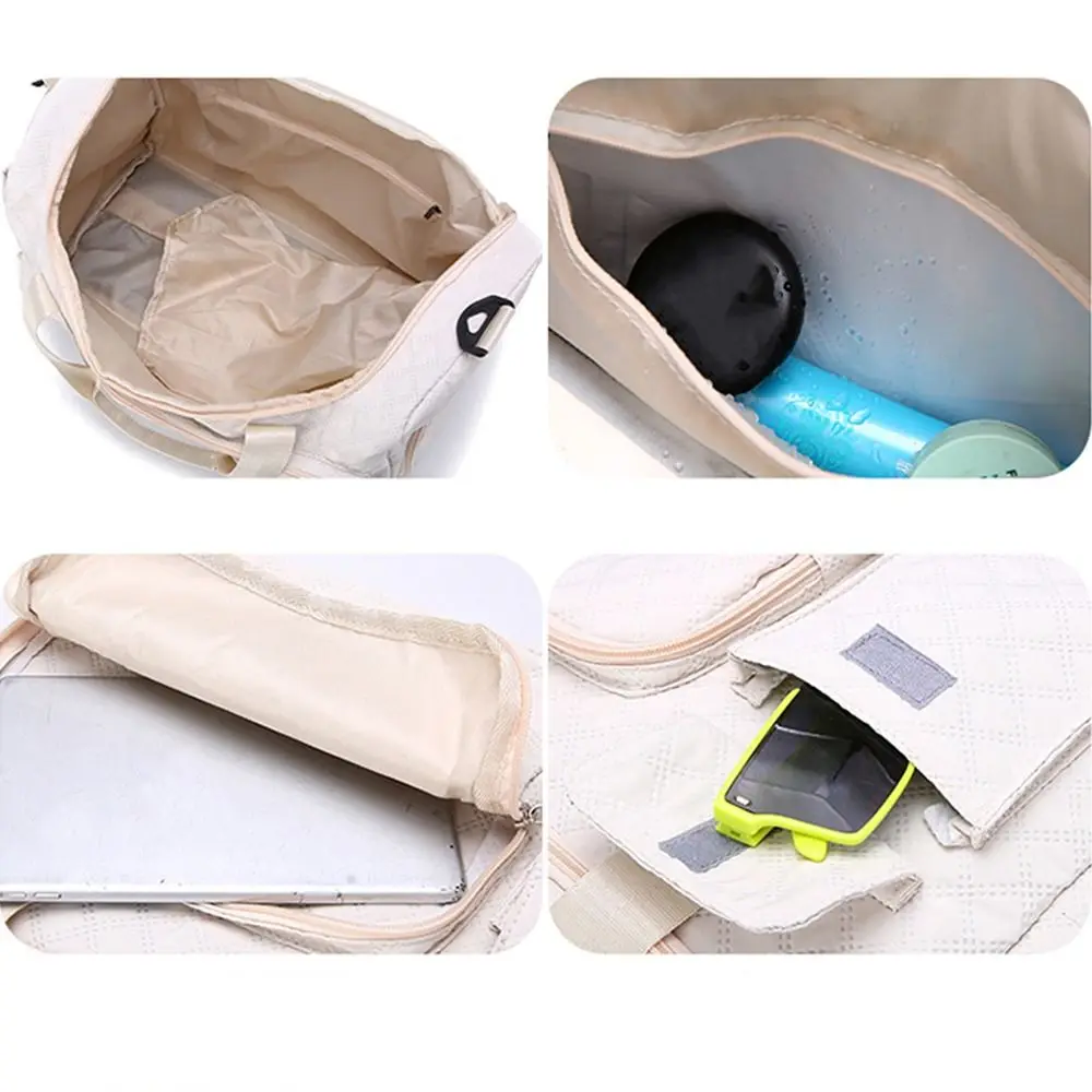 Oxford Travel Duffel Bag Sturdy Foldable Nylon Duffle Bag with Shoe Compartment Solid Color Large Capacity Handbag Fitness