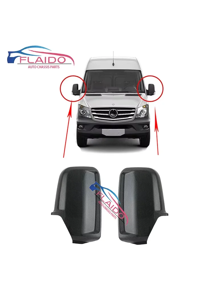 FLAIDO -  Pair Car Door Wing Mirror Cover Carbon Fibre for Mercedes Sprinter / VW Crafter 2006 - 2017 Stick On view 6