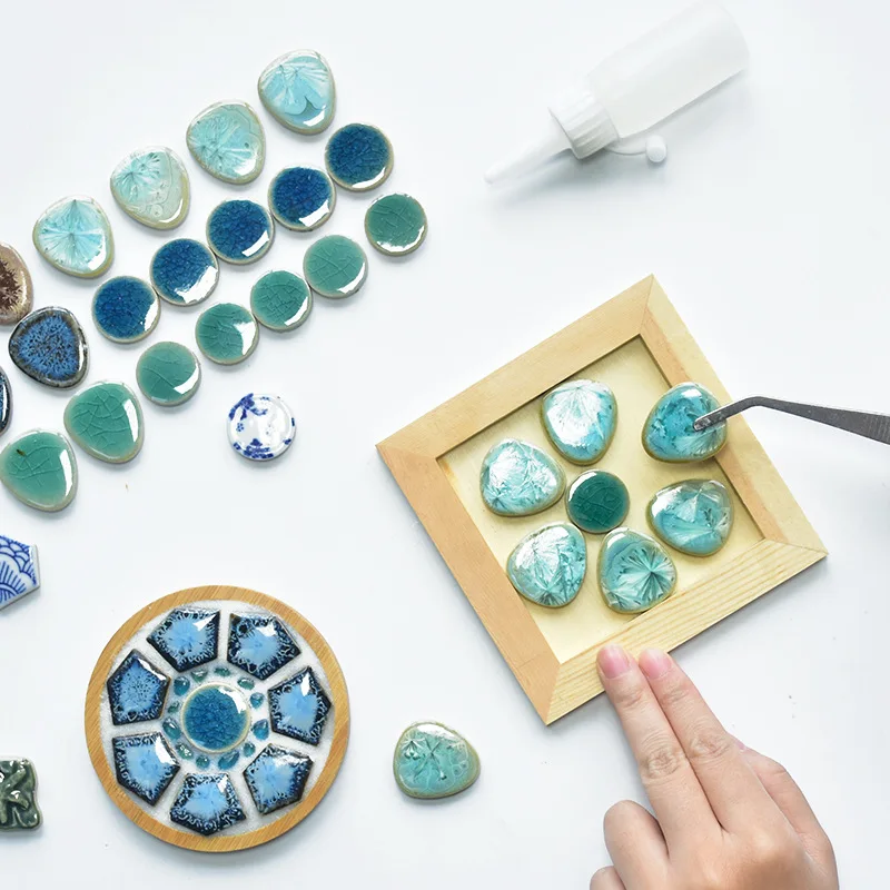 200g Handmade Diy Ceramic Mosaic Pieces. Art Decorative Painting Material Collage Blue and White Porcelain Tiles.Irregular Tiles