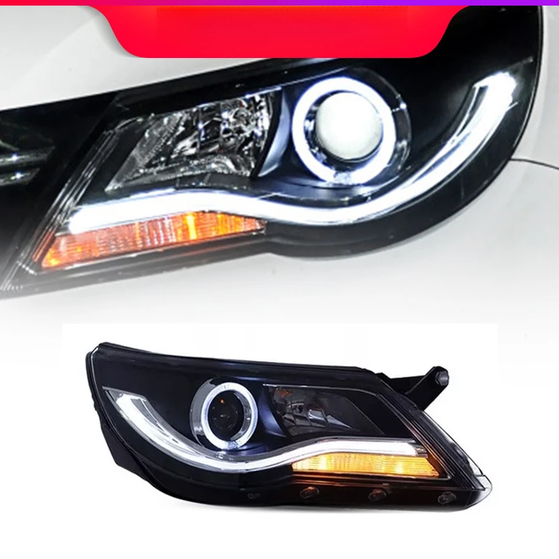 

Подходит для Volkswagen Tiguan 10-16 модифицированных светодиодных линз с отрывными глазами, ксеноновых фар в сборе