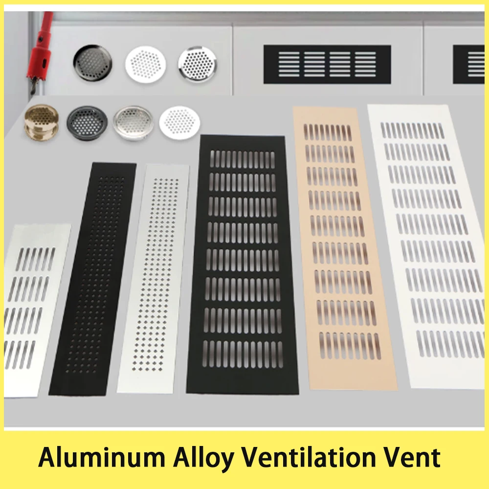 1Pc Grey Aluminum Alloy Cabinet Ventilation Vent L=150/200/450/600/800mm Decoration Cover Shoe Cabinet Mesh Hole Cover Accessori