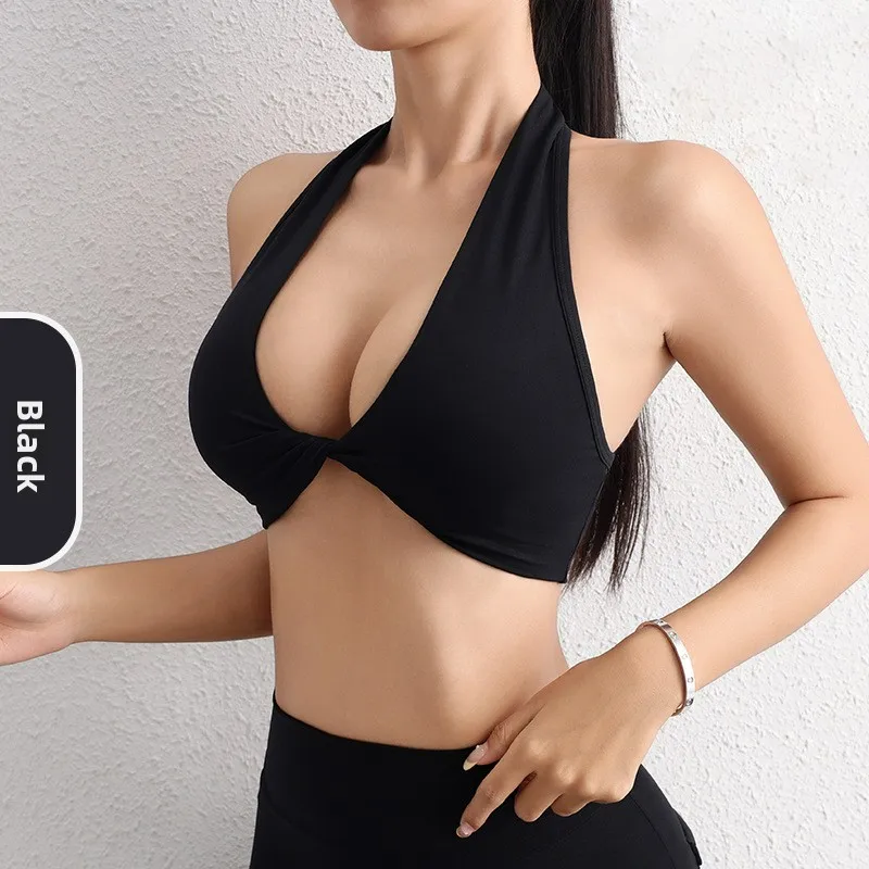 Women's Sport Yoga Bra Gym Elastic Chest Pad Removable Top Short Length Inner Wear Vest Style Three-acetate Fiber
