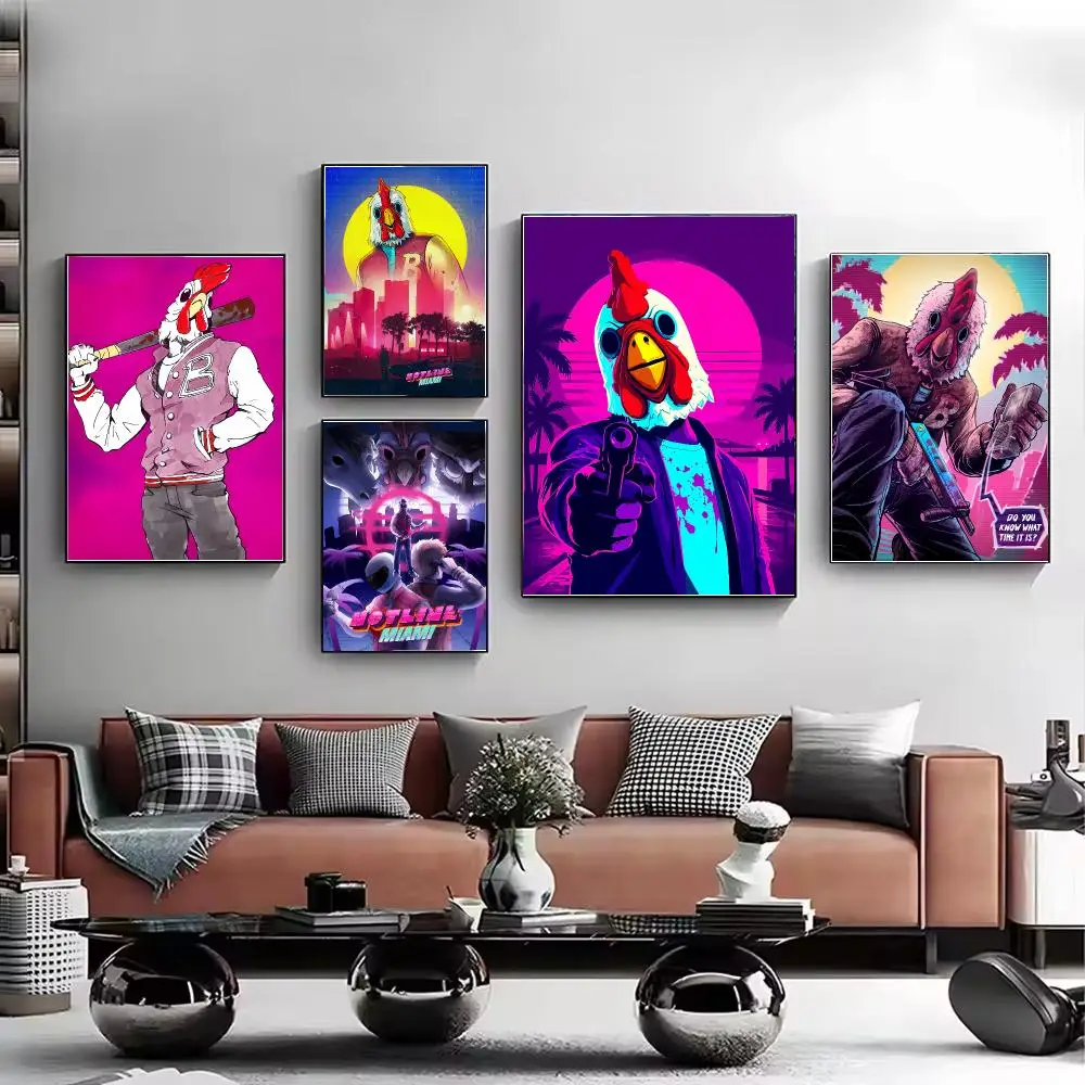 Game Hotline Miami Poster HD Wall Art Aesthetic Home Decor for Living Room Bedroom Café Office Stylish Gift