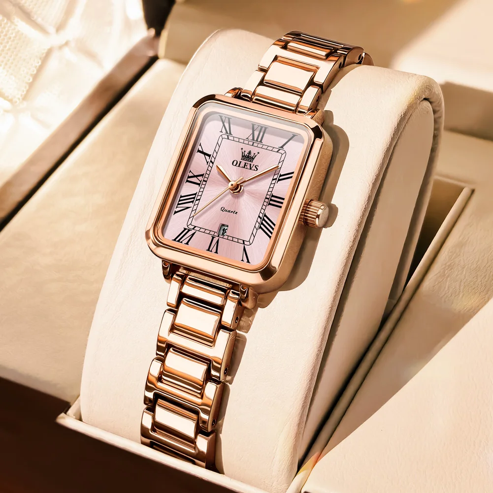 

OLEVS женские часы из розового золота, оригинальные водонепроницаемые женские кварцевые наручные часы с календарем, лучшие подарки, часы Reloj Mujer