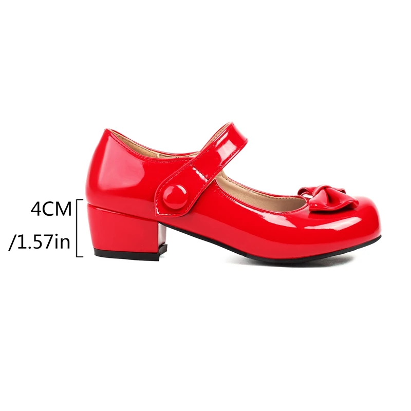 ASILETO Mary Janes Pumps dla kobiet Chunky Heels 4cm Bowknot Buckle Strap Small Size 30 31 32 Sweet Dating Shoes Spring 42 43