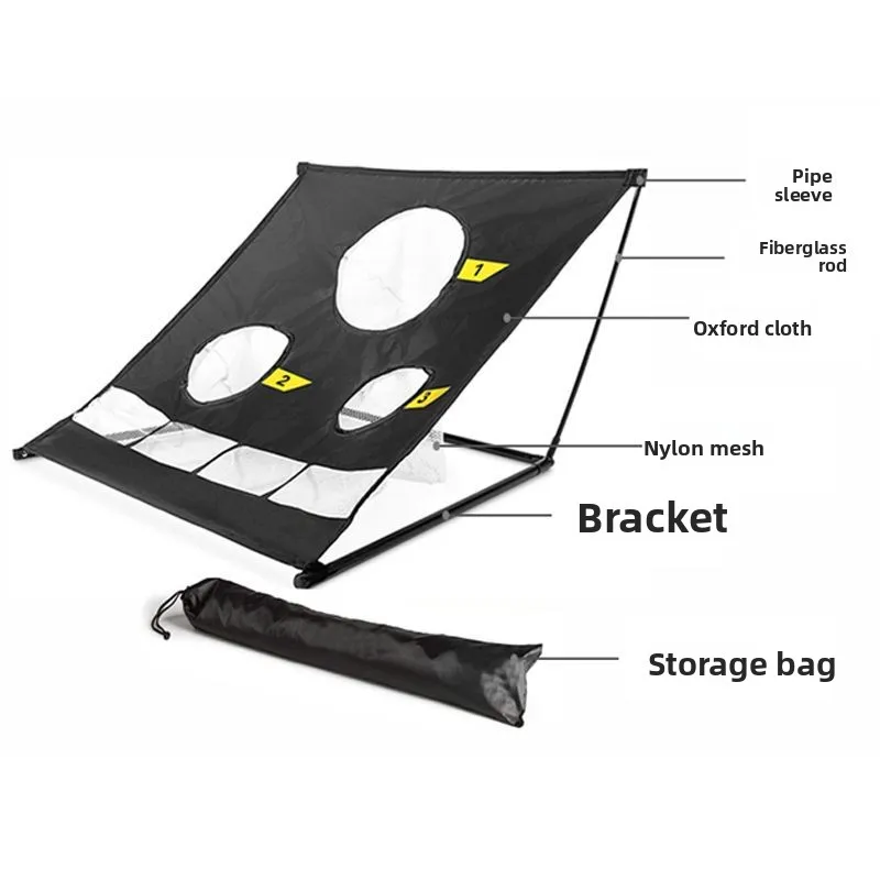 Golf Folding Assembly Practice Net Portable Detachable Nylon for Indoor Outdoor Swing Chip-Shot Training Three-Hole Model JTN115