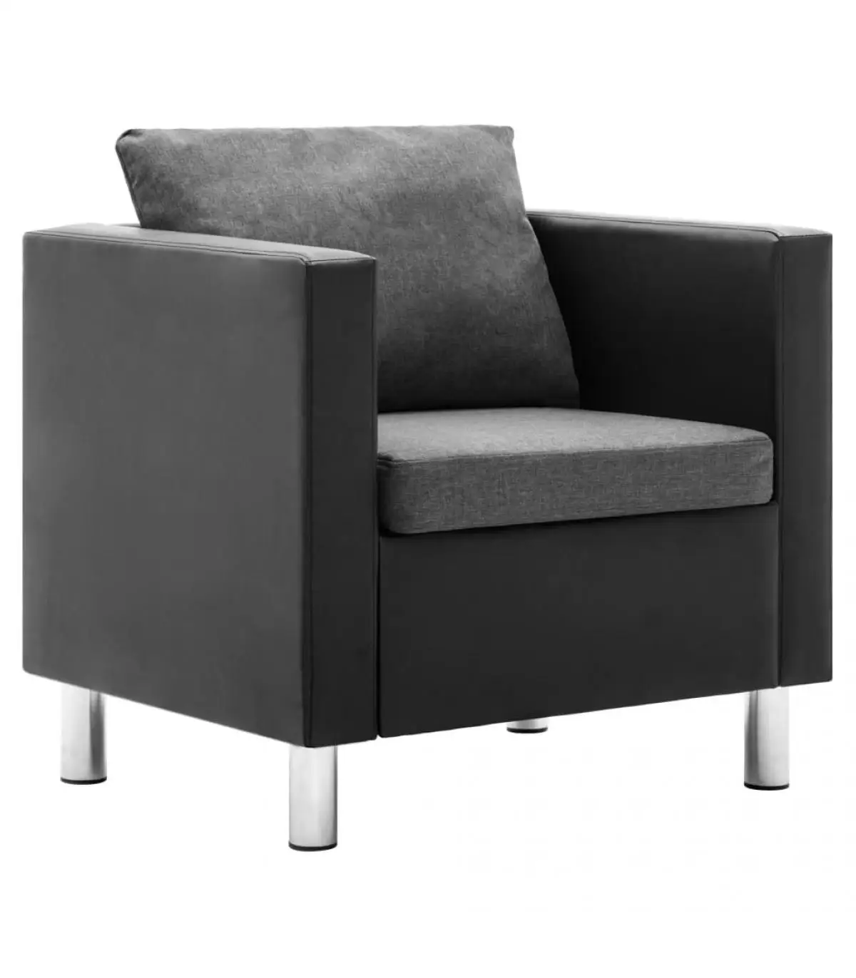 Black and light gray synthetic leather armchairs